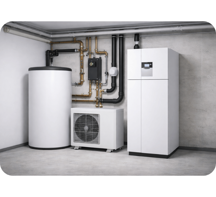 Heizungsanlage und Wärmepumpensystem, für das ein Fachpartner durch SACO Haus und Garten hinzugezogen wird