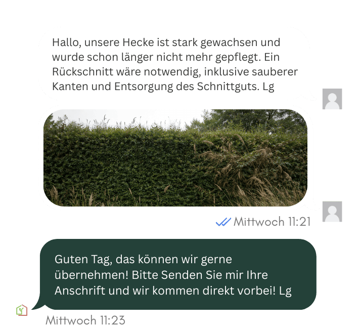 Fallbeispiel zur Heckenpflege mit Kundenanfrage an SACO Haus und Garten